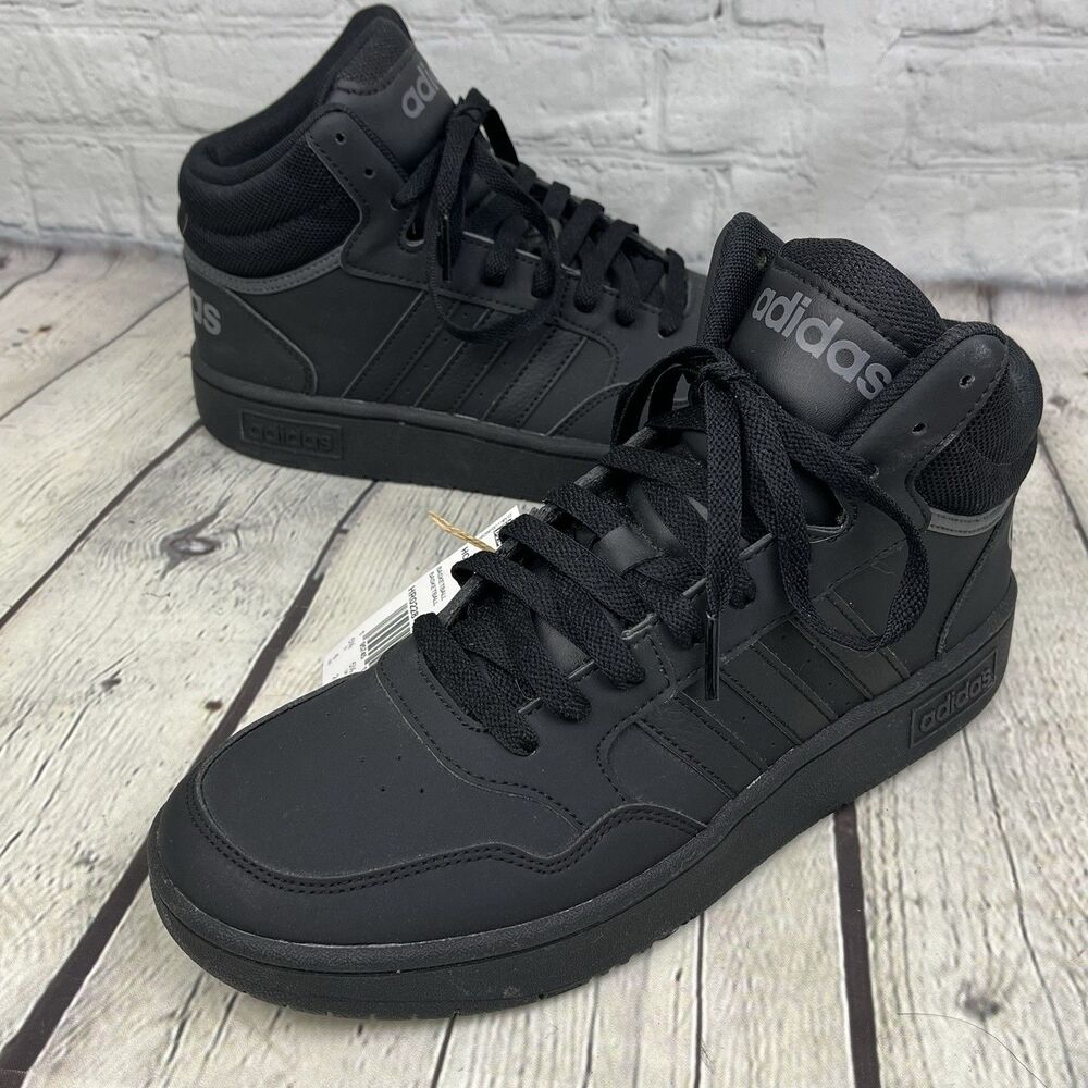 adidas Hoops 3.0 Mid Basketball Shoes Men’s Size 6 Black on Black NWOB